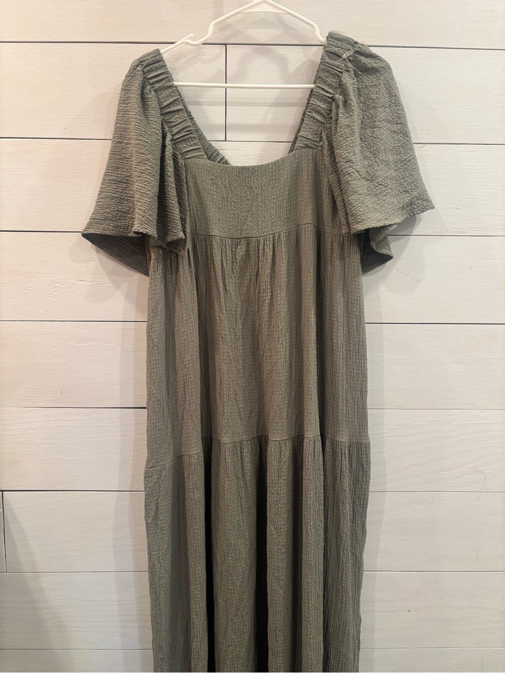 Ces Femme Sage Green Textured Maxi Dress